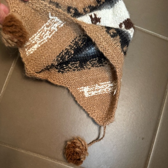 NEPAL EARFLAP HANDMADE 100% WOOL Peruvian Buttery Soft Hat Brown Earflap Tassels - Picture 9 of 11